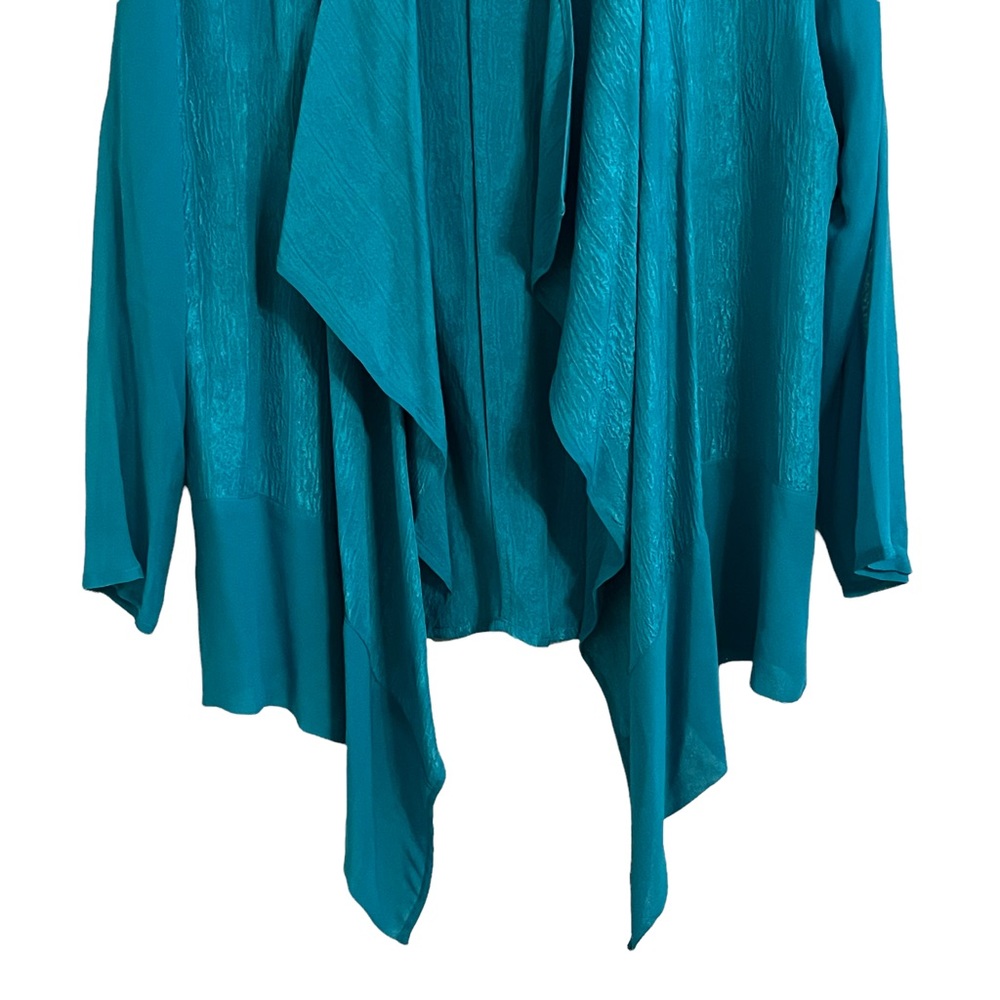 Citron Teal Women's Jacket Kimono Cardigan 100% Silk, Size L - Picture 3 of 8